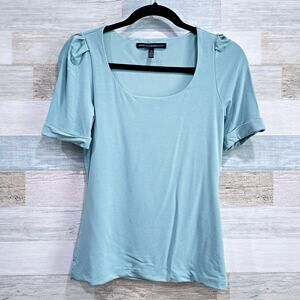 WHITE HOUSE BLACK MARKET Double Layer Jersey Half Sleeve Tee Blue Womens XS